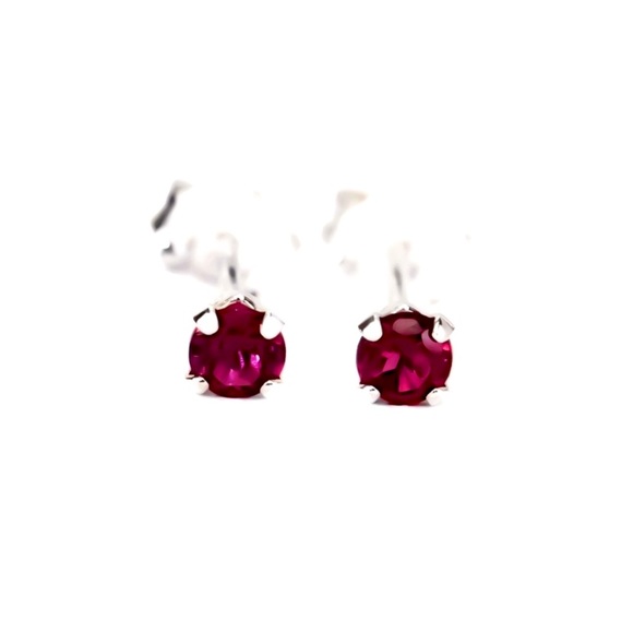 925 Sterling Silver 3mm Genuine Rhodolite Garnet Gemstone 4 Prong Stud Earrings - Picture 4 of 8